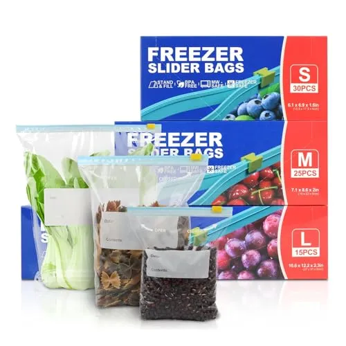 TAIYUNWEI wiederverwendbare Sandwichbeutel mit Reißverschluss, mit erweiterbarem Boden, gefrier- und mikrowellengeeignet, wiederverschließbar für Sanwich, Obst, Snacks, Gemüse, Getreide, Fleisch, 70