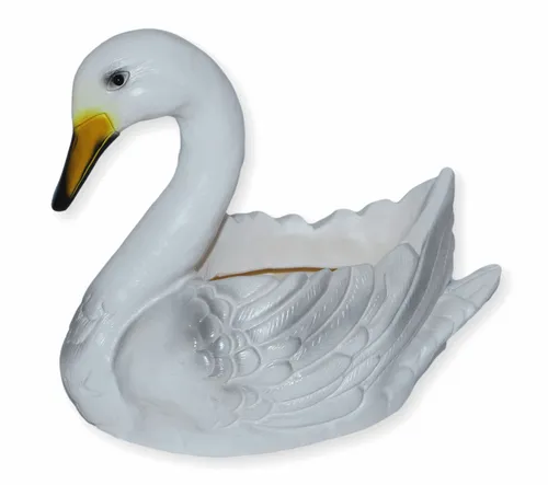 Deko Garten Figur Schwan zum Bepflanzen - Wetterfeste Tierfigur aus handgefertigtem Kunststoff, ideal für Balkon und Garten, Höhe 28 cm, perfekt zum Bepflanzen und Verschönern Ihres Außenbereichs.