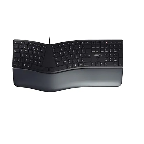 Cherry KC 4500 ERGO - Ergonomische USB-Tastatur - Tastaturen mit ergonomischem Design für komfortables Tippen, ideal für lange Arbeitsstunden und zur Vorbeugung von Verspannungen.