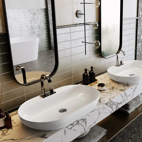 Keramik-Waschtisch 70 cm | Ovales Aufsatzwaschbecken von Karen