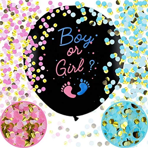 Stück Gender Reveal Ballon XXL 91cm Geschlechtsverkündung Ballons Boy or Girl Konfetti Füllung Rosa Blau Offenbaren Ballon für Gender Reveal Party Deko 2