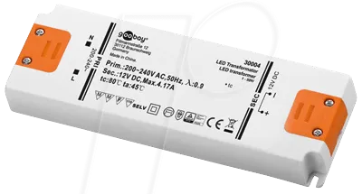 SET 12-50 LED SL - Elektronischer LED-Trafo 0-50W - LED- und Halogentrafo mit konstanter 12V DC Ausgangsspannung, schützt die LED-Elektronik und verlängert die Lebensdauer. Ideal für 1-50 Watt LEDs, kurzschlusssicher und mit Überspannungsschutz.
