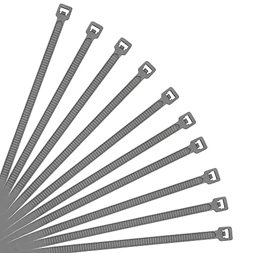 XINGO 500 Stück Kabelbinder Grau, 250mm x 3.6mm, 18,2 kg Zugfestigkeit, UV-beständig, Selbstsichernde Kabelbinder für drinnen und drauße