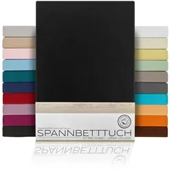 Beautex Spannbettlaken Spannbetttuch Bettlaken aus gekämmter Baumwolle Premium Jersey 160g/m2, Jersey, Gummizug: rundum, (1 Stück) schwarz 100 cm x 200 cm