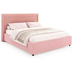 FDM Polsterbett BUSCA PARIS 140x200 cm – Mit großem gepolsterten Kopfteil und Bettkasten