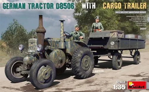 Mini Art 35317 1:35 Dt. Traktor D8506 m.Transportan.(2) - originalgetreue Nachbildung, Modellbau, Plastik Bausatz, Traktor Bausatz, Modellbausatz, 1:35 Traktor