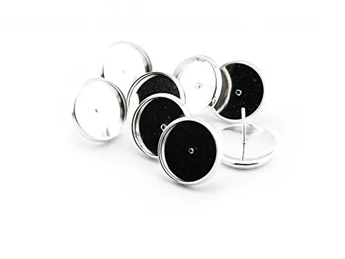 Ohrstecker in silberfarben für 14 mm Cabochons 8