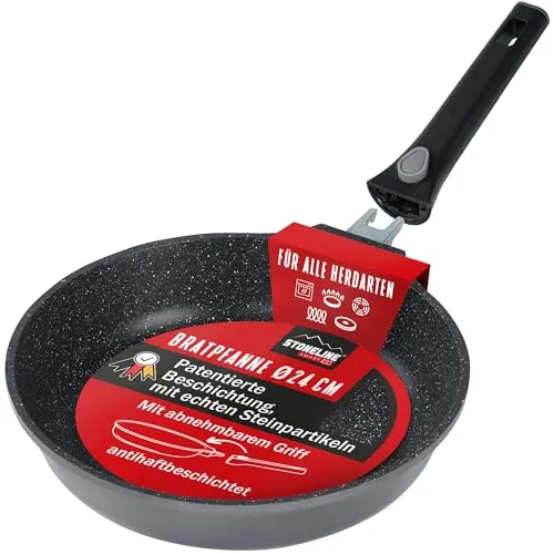 STONELINE SMART Bratpfanne 24 cm – Vielseitige Aluguss-Pfanne mit abnehmbarem Griff - Die STONELINE SMART Bratpfanne bietet maximalen Komfort und Flexibilität. Ideal für alle Herdarten, auch Induktion, mit kratzfester Antihaftbeschichtung für müheloses Braten und einfache Reinigung.