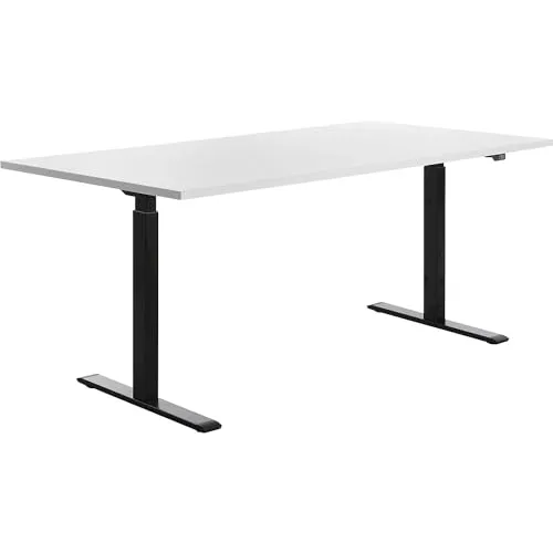 Topstar E-Table Schreibtisch, elektrisch höhenverstellbar - Schreibtisch mit Elektroantrieb, belastbar bis 100 kg, ideal für ergonomisches Arbeiten. Made in Germany, strapazierfähige melaminharzbeschichtete Spanplatte.