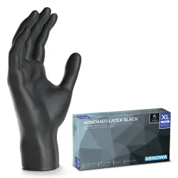 Arnowa GmbH ARNOMED Latex Black Einmalhandschuhe, puderfrei, schwarz, Reißfeste Latexhandschuhe mit hoher Dehnbarkeit, 1 Karton = 10 Packungen à 100 Stück, Größe XL 191-XL