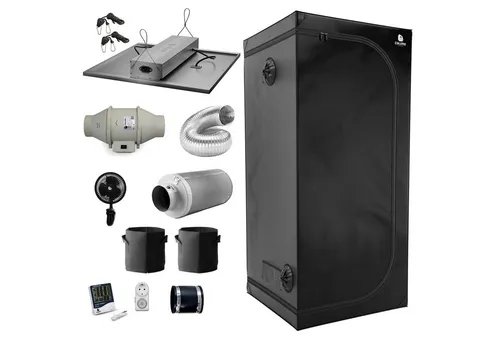 Caluma Foliengewächshaus Growbox Komplett Set in schwarz von Caluma