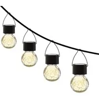 Marelida LED Solar Hängeleuchte CRACKLE Bruchglas-Optik Solarleuchte Kugelleuchte 4 Stück