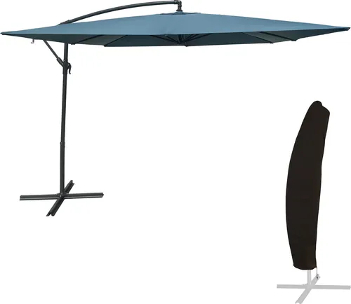 Happy Garden Sonnenschirm Blau 270x270 cm – Quadratischer Ampelschirm für optimalen Sicht- und Sonnenschutz