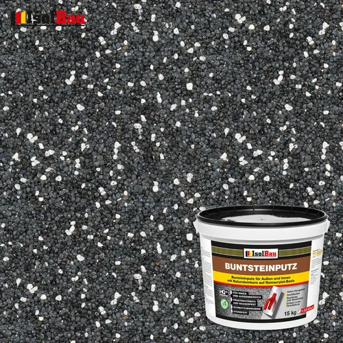 Buntsteinputz Mosaikputz BP35 (anthrazit, schwarz, weiss) 15kg Profi Qualität