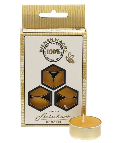 Steinhart Kerzen Teelicht 100% Bienenwachs Teelichte in Aluhülle 6er-Pack