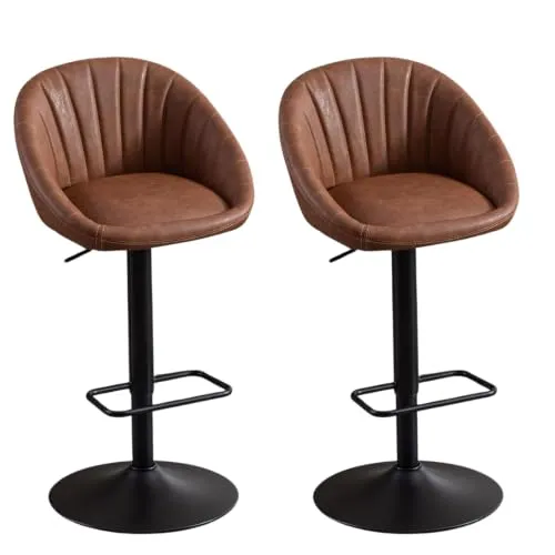 Ya-Home Barhocker 2er Set höhenverstellbar mit Fußstütze, Braun
