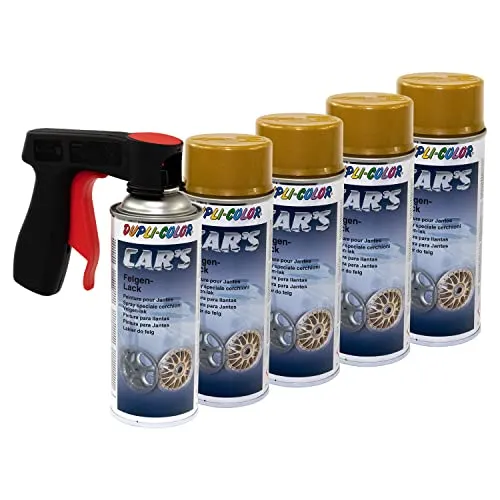 Felgenlack Lack Spray Car's Dupli Color 385902 Gold 5 X 400 ml mit Pistolengriff