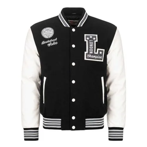 Lonsdale Herren Waterstein Sweatshirt - Stilvolle Funktionsjacke in Schwarz/Ecru/Grau - Funktionsjacke mit lederähnlichen Ärmeln für ein sportliches College-Feeling, ideal für Übergangszeiten und vielseitig kombinierbar.