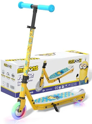 Gyroor E-Scooter für Kinder 3-12 Jahre – LED-Lichter, Schnellladung, Fußsensor, Gelb