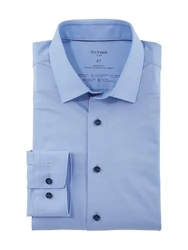 OLYMP Herren Businesshemd Langarm Luxor.24.Seven,Single Jersey,modern fit,New Kent,hellblau 10,45
