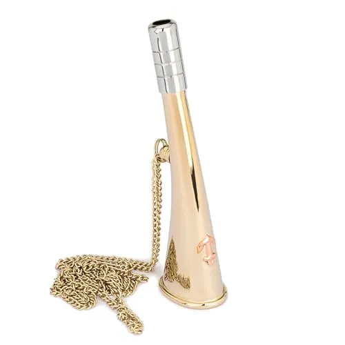 NKlaus 14cm Maritimes Nebelhorn Messing gold massiv mit Kette uthentischem Sound Antik 11830