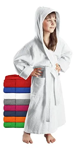 Arus Kinderbademantel für Jungen und Mädchen - Bademäntel aus 100% Baumwolle, flauschig und saugfähig, mit Kapuze und zwei Taschen – ideal nach dem Schwimmunterricht oder Planschvergnügen.