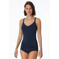 Schiesser Spaghettitop Personal Fit V-Ausschnitt, atmungsaktiv, schmale Träger blau XXL (44)