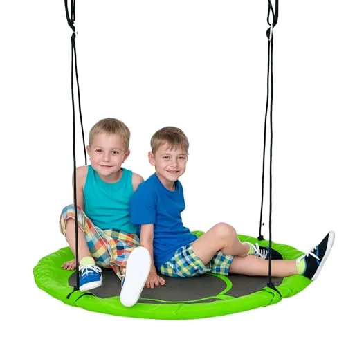 Outsunny Nestschaukel Ø110 cm – Verstellbare Hängeschaukel für Kinder - Schaukeln im Garten: Diese wetterfeste Nestschaukel bietet Platz für bis zu 100 kg und ist ideal für Kinder von 3-12 Jahren. Perfekt für Spielspaß und Entspannung!