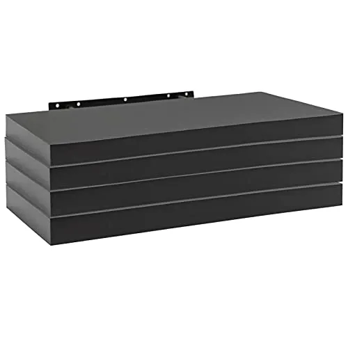 WOLTU Wandregal 4er Set, Regalbrett, freischwebend Schweberegal, CD DVD Wand Regal Wandboard für Büro, Wohnzimmer, Schlafzimmer, Küche, 70x22,9x3,8cm, Schwarz，RG9369sz-4