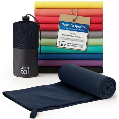 Blumtal Mikrofaser Handtuch 140x70 cm leicht & extra saugstark - schnelltrocknende Microfaser Handtücher - optimales Fitness Handtuch/Mikrofaser Strandtuch/Gym Towel - ReisehandtuchDark Ocean Blau