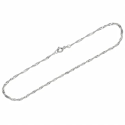 NKlaus Fusskette 925 Sterling Silber 26cm Singapurkette Damen Fusskette diamantiert Neu 12529