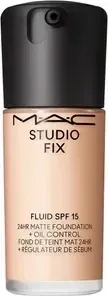MAC Studio Fix Fluid Foundation SPF15 - Make-up mit mittlerer bis voller Deckkraft, ideal für ölige Haut. Das ölfreie Produkt bietet einen perfekten matten Finish und schützt mit SPF 15 vor UV-Strahlen.