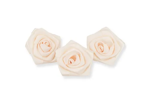 Creativery Streudeko, Satinrosen 6cm zum Basteln & Aufnähen 3 Stück Champagner