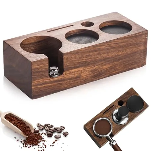 Tamperstation 51mm, Shockassist Tamperstation, Coffee Tamping Station aus Nussbaum, Coffee Tamperstation, Barista Zubehör Tamper, Kaffeefilter Tamper Halter für Espresso Kaffeemaschine Barista Zubehör