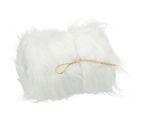 Geschenkestadl Deko Fell weiß 16 x 200 cm Tischläufer Tischband Läufer Kunstfell Dekoration