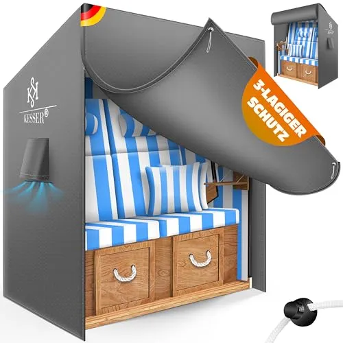 KESSER Strandkorb-Schutzhülle Premium 600D Oxford Gewebe - Strandkorb-Schutzhülle aus reißfestem, UV-beständigem und wasserdichtem Material, ideal zum Schutz Ihres Strandkorbs in jeder Jahreszeit.