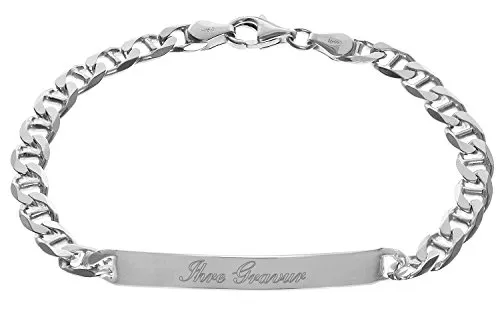 trendor Gravur-Armband für Herren 925 Silber Panzersteg Kette 21 cm inklusive Wunsch-Gravur Gravurschmuck aus Sterlingsilber für Männer, Geschenkidee, 35675