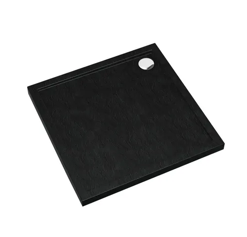 Aquabad® Duschwanne BASIC Black Stone, Quadrat, 80x80 cm - Elegante Duschwanne aus Acryl in Schwarz, ideal für moderne Badezimmer. Robust und pflegeleicht, bietet sie eine ansprechende Optik und hohen Komfort.