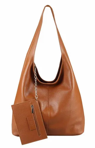 ITALYSHOP24 Damen Echtleder Shopper Tasche aus Rindsleder – Stilvolle Hobo Bag in Cognac - Elegante Handtasche aus hochwertigem, weichem Rindsleder, ideal für jeden Anlass. Geräumig mit sicherem Reißverschluss und praktischen Innenfächern für beste Organisation. Perfektes Accessoire für stilbewusste Damen.
