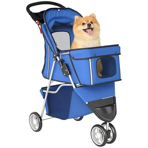 PawHut Hundewagen Faltbar für kleine Hunde bis 10kg – Blau
