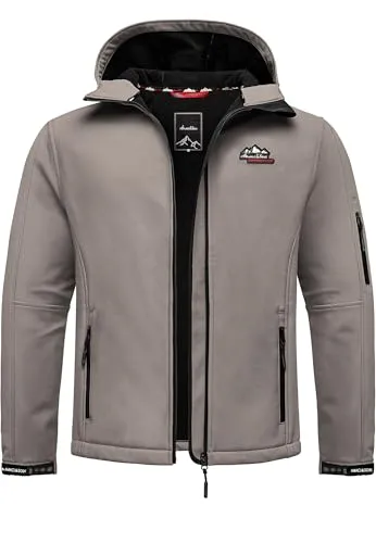 Amaci&Sons Herren Softshell Herbst Winter Outdoor Funktionsjacke Wind & Wasserdicht 9114 Dunkelgrau XL