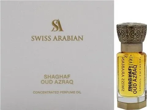 Swiss Arabian Shaghaf Oud AZRAQ 12ml - Edles Parfümöl - Eau de Parfum, vereint kostbares Oud mit süßem Honig und warmen Vanille-Noten für einen langanhaltenden, eleganten Duft, ideal für besondere Anlässe.