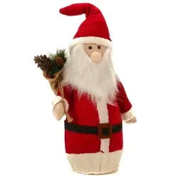 Bubble-Store Weihnachtsfigur Weihnachtsmann mit leuchtender Knollennase (Nikolaus freistehend Größe ca. 60 x 30 x 20 cm), Weihnachtsfigur braun|rot