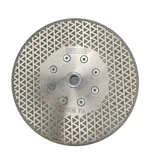 DT-DIATOOL Diamantscheibe 180 mm x M14 Doppelseitig Galvanisch Trennscheibe und Schleifscheibe für Harte Fliesen Keramik Feinsteinzeug Granit Marmor