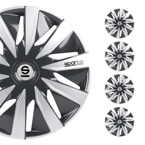 Sparco Radzierblenden Lazio 16-Zoll Grau/Silber - Radkappen, rost- und korrosionsbeständig mit einfachem Spannring-System für maximalen Halt – passend für alle Fahrzeuge mit 16 Zoll.