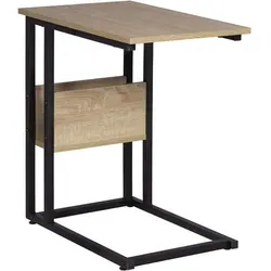 Beistelltisch TS79hei - Hell Eiche - Nachttisch aus MDF und Metall, ideal für kleine Räume mit kompakten Maßen (55x36x59.5 cm) und modernem Design.