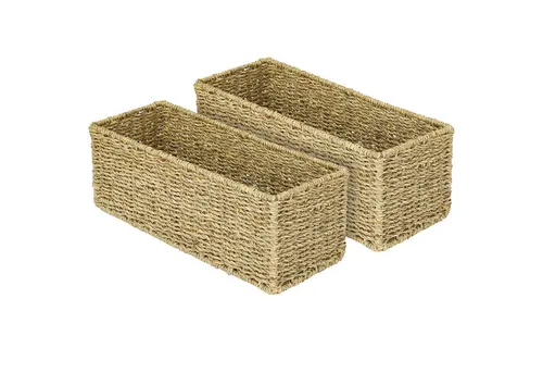 HMF Aufbewahrungskorb 2er Set aus Seegras - Dekokörbe aus nachhaltigem Seegras, handgefertigt und ideal zur Organisation im Badezimmer. Perfekt für die Aufbewahrung von Toilettenpapierrollen oder anderen Gegenständen.