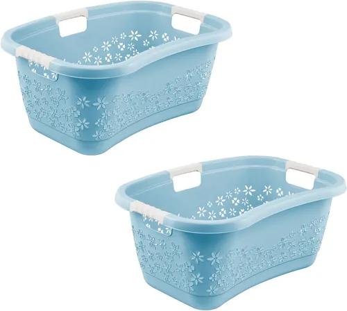 keeeper Wäschekorb lasse, 2er Set, Korb mit Softgriffen, 65 x 45 x 28 cm, 50 l (Set, 2 St), ergonomische Form, komfortable Softgriffe, Hüftstütze