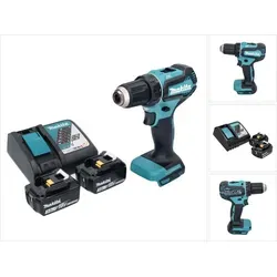 Makita DDF 485 RF Akku Bohrschrauber 18 V - Akkuschrauber mit 50 Nm Drehmoment, inklusive 2x 3,0 Ah Akku und Ladegerät. Ideal für präzise Arbeiten dank schnellem Bohrfutter und bürstenlosem Motor.