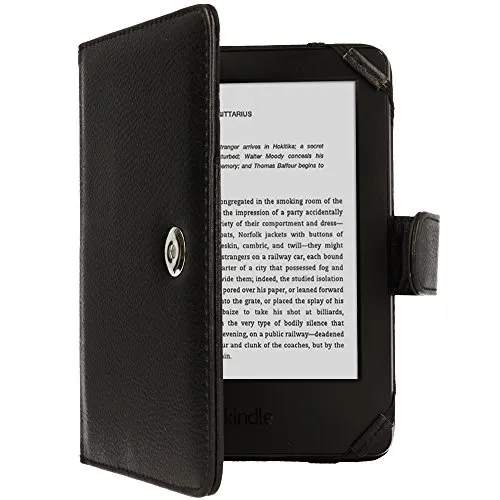TECHGEAR Hülle für Amazon Kindle eReader, Kindle Paperwhite Folio Hülle PU Leder mit Magnetverschluss passt Kindle eReader (6,0 Zoll) [4 bis 10 alle Generationen] Case mit Bildschirmschutz -Schwarz